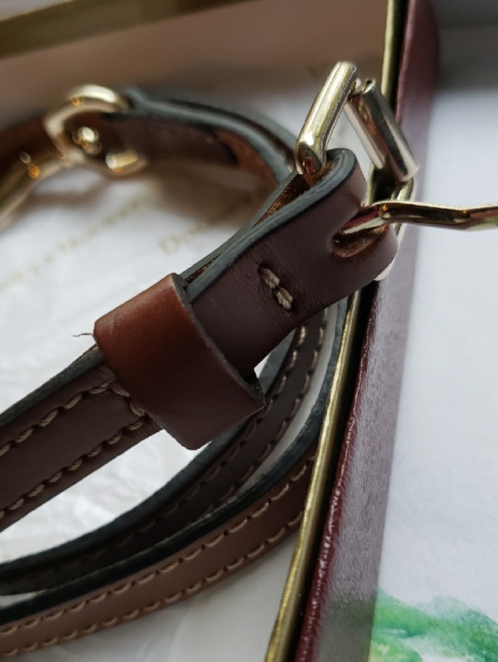 Dooney & Bourke Brown Leather Crossbody Strap with Gold Hardware - Picture 3 of 5
